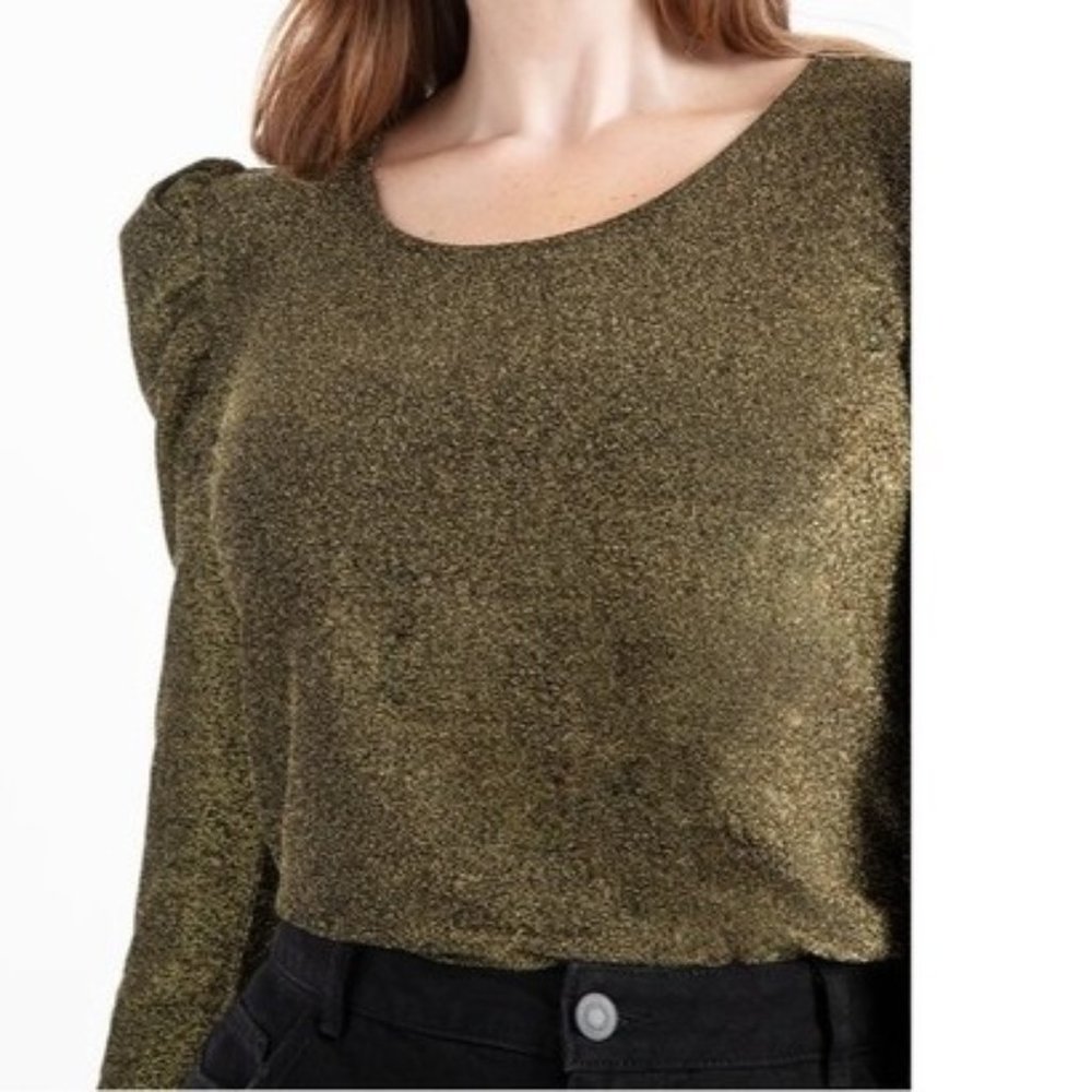 Eloquii Puff Sleeve Sparkle Top